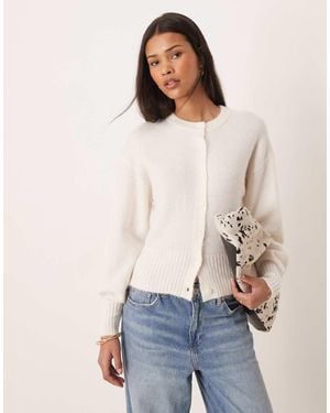 Gina Tricot Alpaca And Wool Short Knitted Cardigan - Blue