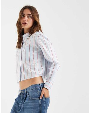 Tommy Hilfiger Relaxed Fit Cropped Shirt - White