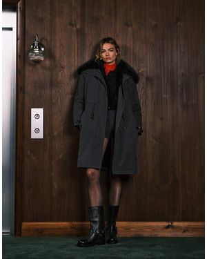 ASOS Oversized Parka With Faux Fur Trim - Black