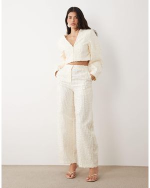 ASOS Boucle Barrel Leg Pants - Natural
