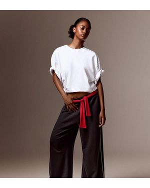 Bershka Tall Plush jogger Trousers - Grey