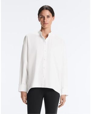 Oysho 100% Cotton Stand-up Collar Shirt - White