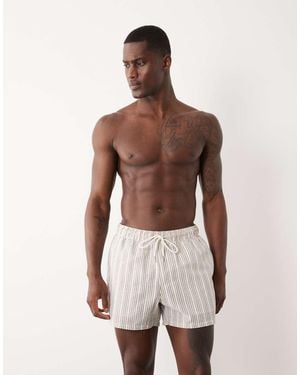 ASOS Seersucker Striped Swim Shorts - Natural