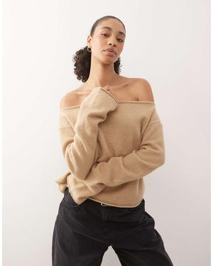 Monki Maglione Vestibilità Comoda Con Spalle Scoperte - Neutro