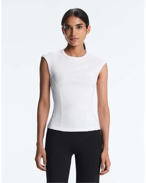 Oysho Short-sleeved Rib Top With Cotton And Modal - White