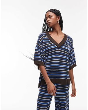 TOPSHOP Oversized Knit Polo - Blue