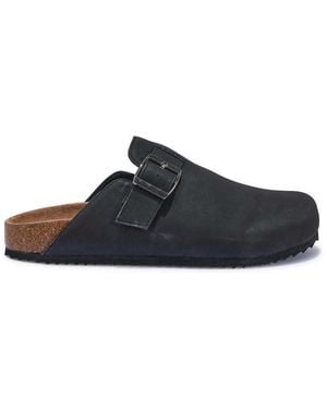 SEQWL Flat Heel Slip-On Clog Mule Sandals - Blue