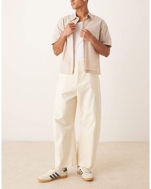 ASOS Smart Barrel Leg Cotton Chino Trousers - Natural