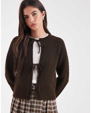 Threadbare Tie Front Knitted Cardigan - Black