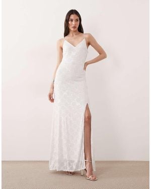 Y.A.S Tie Back Textured Sequin Cami Maxi Dress - Pink
