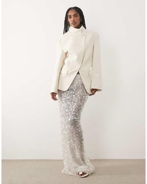 Six Stories Sheer Sequin Maxi Skirt - Natural