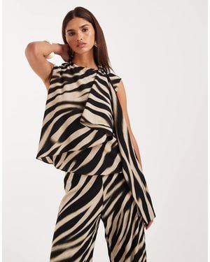 Mango Glaciar Chiffon Short Sleeve Blouse With Scarf Detail Co-Ord - White