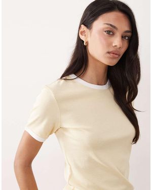 ARKET Slim Fit Ribbed T-shirt With Trim - Natural