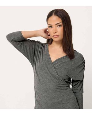 PixieGirl Petite Wrap Top - Grey