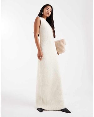 4th & Reckless Wool Feel Soft Knit High Neck Sleeveless Maxi Jumper Dress - White