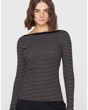 Tezenis Top Long Sleeve Boat Ribbed Cot.Rigata - Black