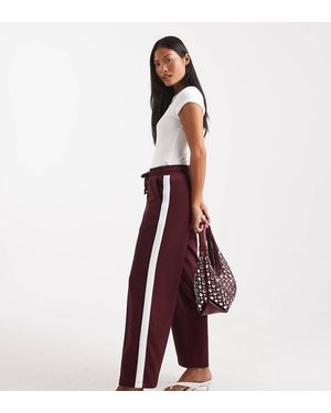 Noisy May Pantalones Burdeos Con Raya Blanca Lateral De Pernera Recta De Punto Liso De -Rojo