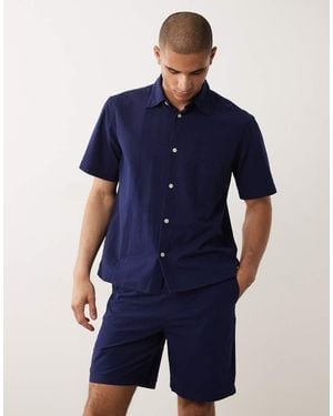 SELECTED Co-ord Seersucker Shorts - Blue
