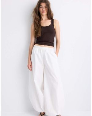 Stradivarius Ribbed Racerback T-Shirt - White