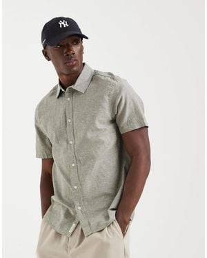 Blend Cotton-linen Regular Fit Shirt - Gray
