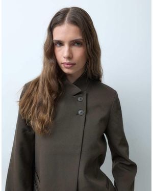 Pieces Blazer Sartoriale A Collo Alto Cioccolato - Nero