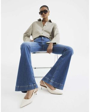 River Island High Waisted Tummy Hold Flared Jeans - Blue