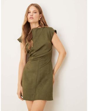 ASOS Suede Drape Mini Dress - Natural