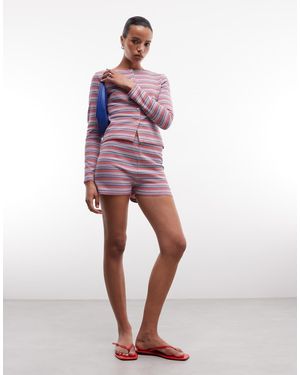 Reclaimed Vintage Waffle Knit Micro Shorts - Pink