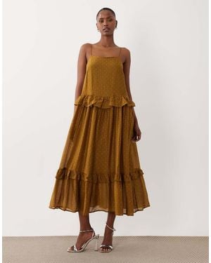 Vila Rhinestone Tiered Cami Maxi Dress - Natural