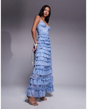 OW Collection Marina - robe longue - Bleu