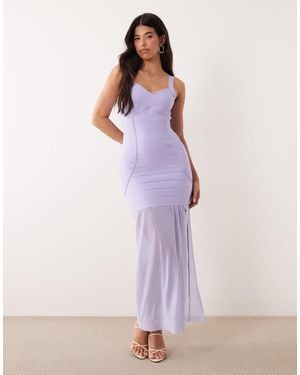 Kaiia Exclusive 00s Maxi Length Sheer Hem Sculpting Bandage Dress - Purple