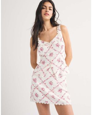 Abercrombie & Fitch Linen Rich Mini Skirt With Scallop Edge Co-ord - White