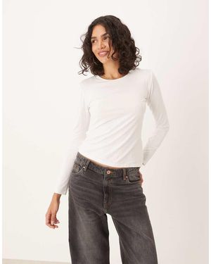 Jdy Top A Maniche Lunghe Con Scollo Circolare - Bianco