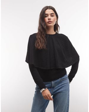 Monki Gilet cape en maille - Noir