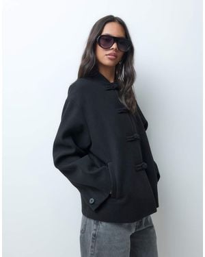ASOS Giacca Formale Senza Colletto Con Chiusure A Alamari E Finiture Nere - Blu