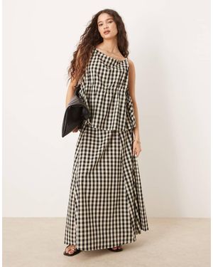 Vrg Grl Hanni Gingham Maxi Skirt Co-ord - Black