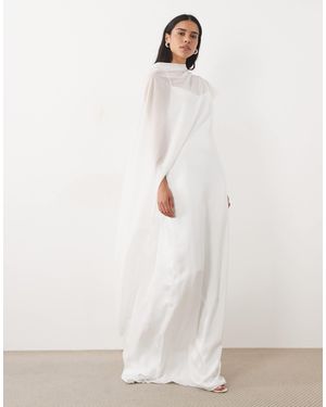 JW PEI Bridal Mesh Asymmetric Button Back Cape Co-ord - Natural