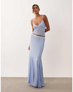 ASOS Spot Mesh Maxi Skirt Co-ord - Blue