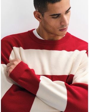 ASOS – gestreifter oversize-strickpullover - Rot