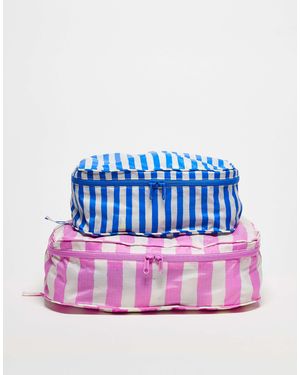 BAGGU Large Stripe Packing Cube 2 Pack Set - Blue