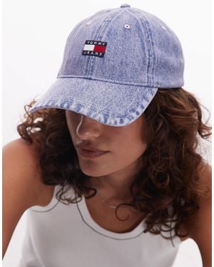 Tommy Hilfiger Flag Logo Washed Denim Cap - White