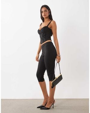 Oh Polly Lace Trim Mid Rise Capri Co-ord - Natural