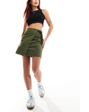 Gramicci Cotton Twill Wrap Detail Cargo Mini Skirt - Green