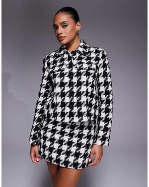 River Island Dogtooth Two Pocket Cropped Jacket - Blue