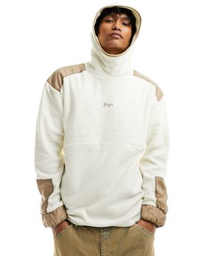 Denim Project Sudadera Blanca Con Capucha Y Cuello Alto En Contraste De Felpa De -Blanco