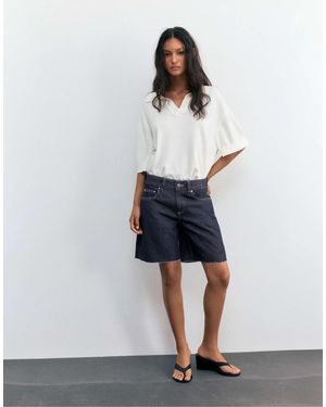 Pull&Bear Bermuda en jean à taille basse - Blanc