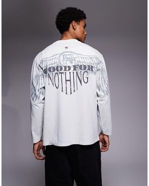 Good For Nothing Oversized Long Sleeve T-Shirt - Grey