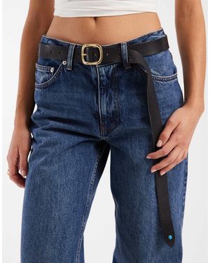 Levi's Lange Leren Riem - Blauw