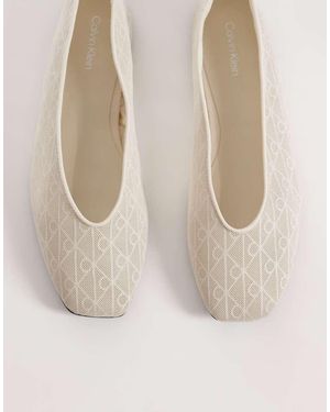 Calvin Klein Jeans Square Toe Mesh Ballerina Flats - Natural