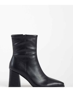 SIMMI Simmi London Wide Fit Bark Block Heeled Ankle Boots - Blue